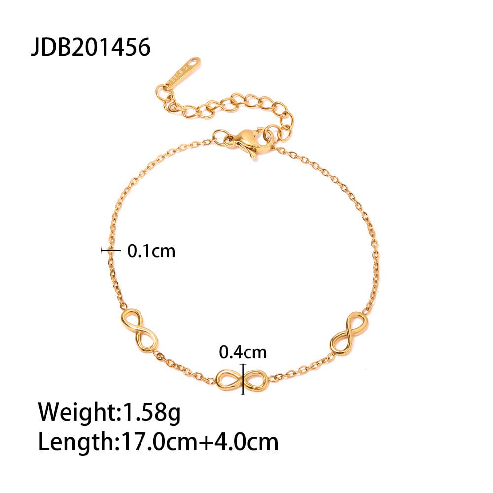 Pulsera acero inoxidable símbolo infinito dorado