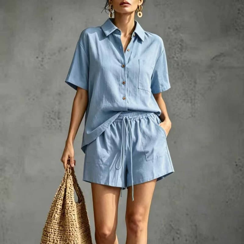 Conjunto de blusa y short estilo occidental casual