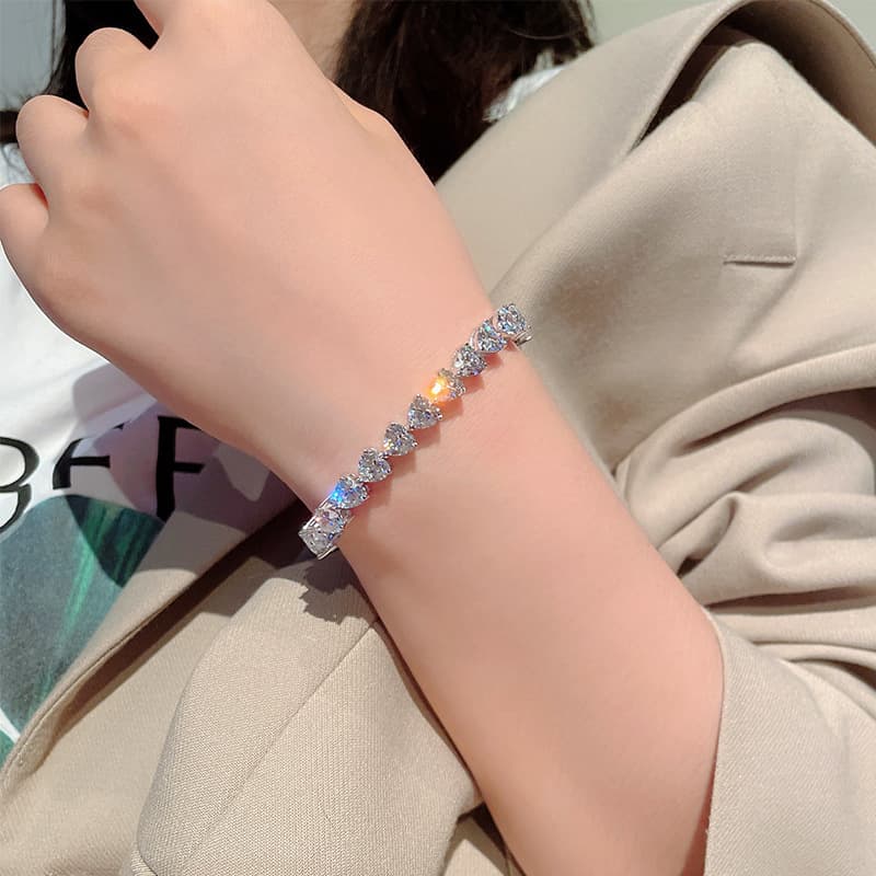 Pulsera plata 925 corazón con circón para mujer