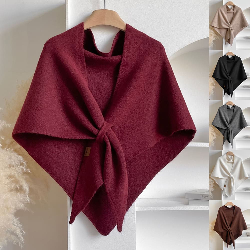 Pañuelo triangular de invierno para mujer, tejido grueso y cálido