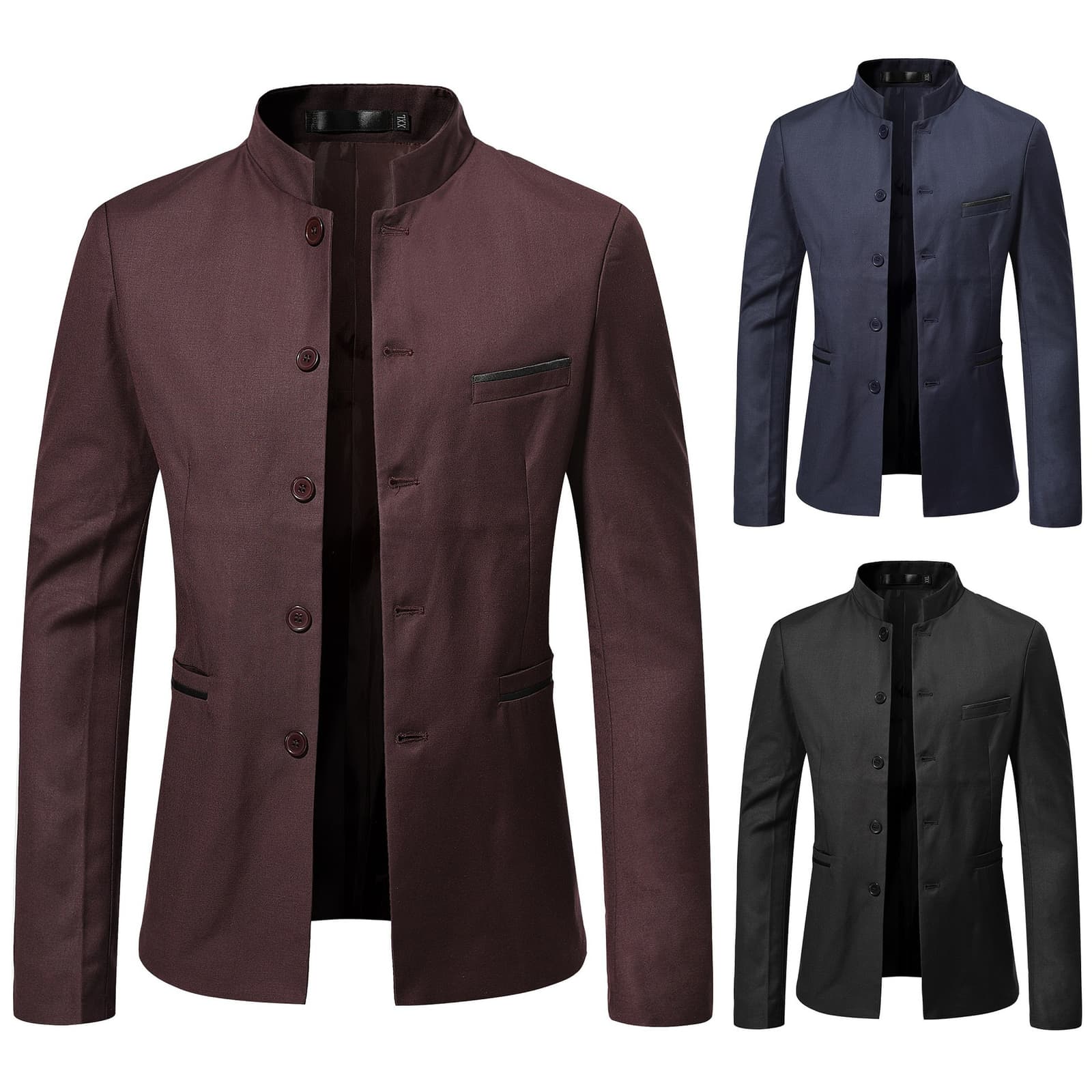 Saco slim fit de hombre con cuello de pie