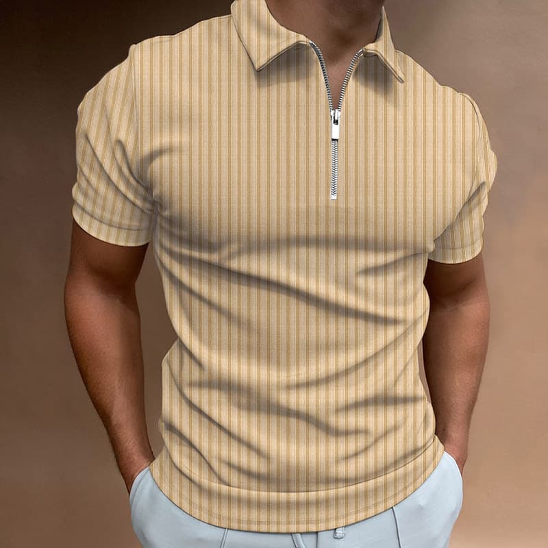 Camiseta a rayas con zipper para hombre