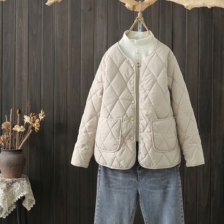 Chaqueta de invierno cálida con bolsillos para mujer
