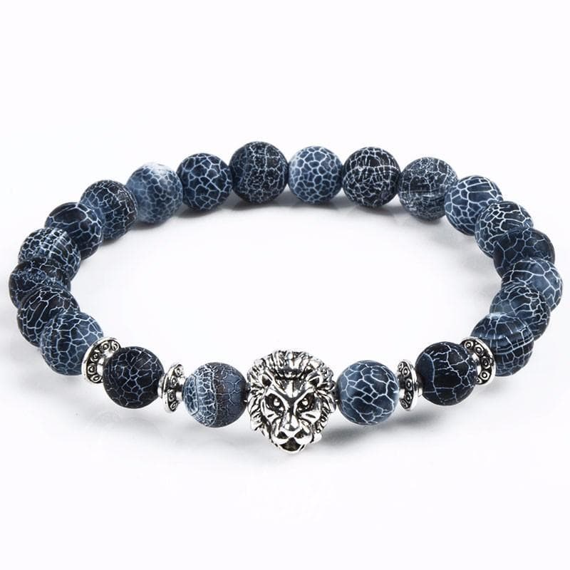 Pulsera de piedra tallada con diseño de león protector