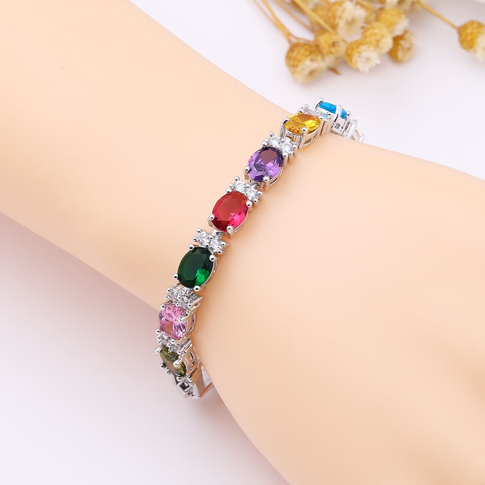 Pulsera de circón colorido cristalino para verano