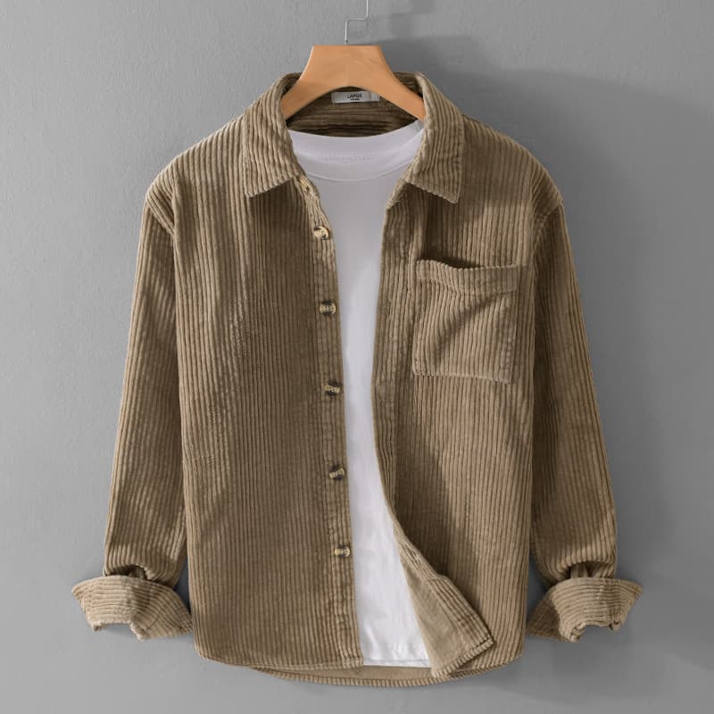 Camisa de pana con bolsillo para invierno