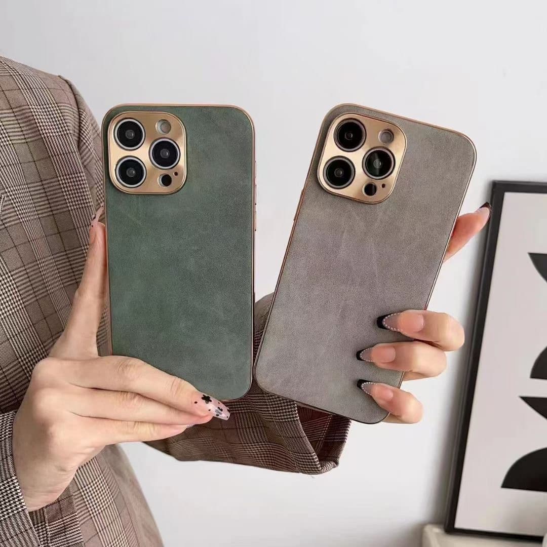 Funda de teléfono con textura de cuero para iPhone