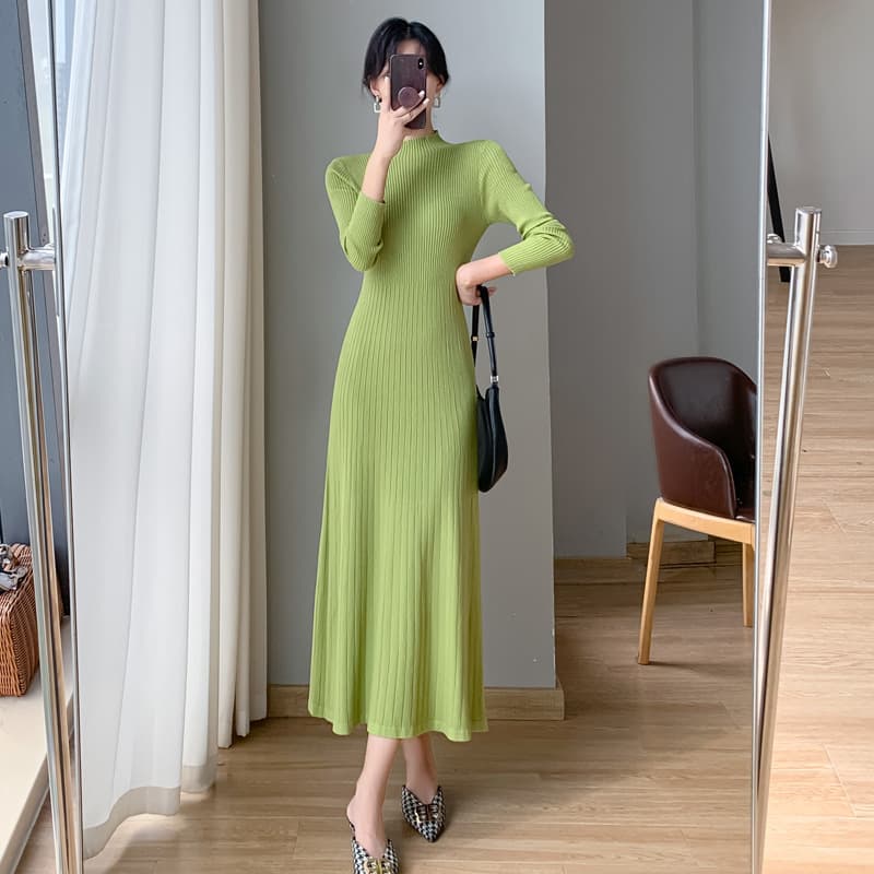 Vestido de algodón manga larga línea A talla media