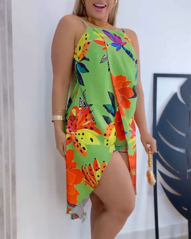 Conjunto estampado floral para verano, elegante y cómodo