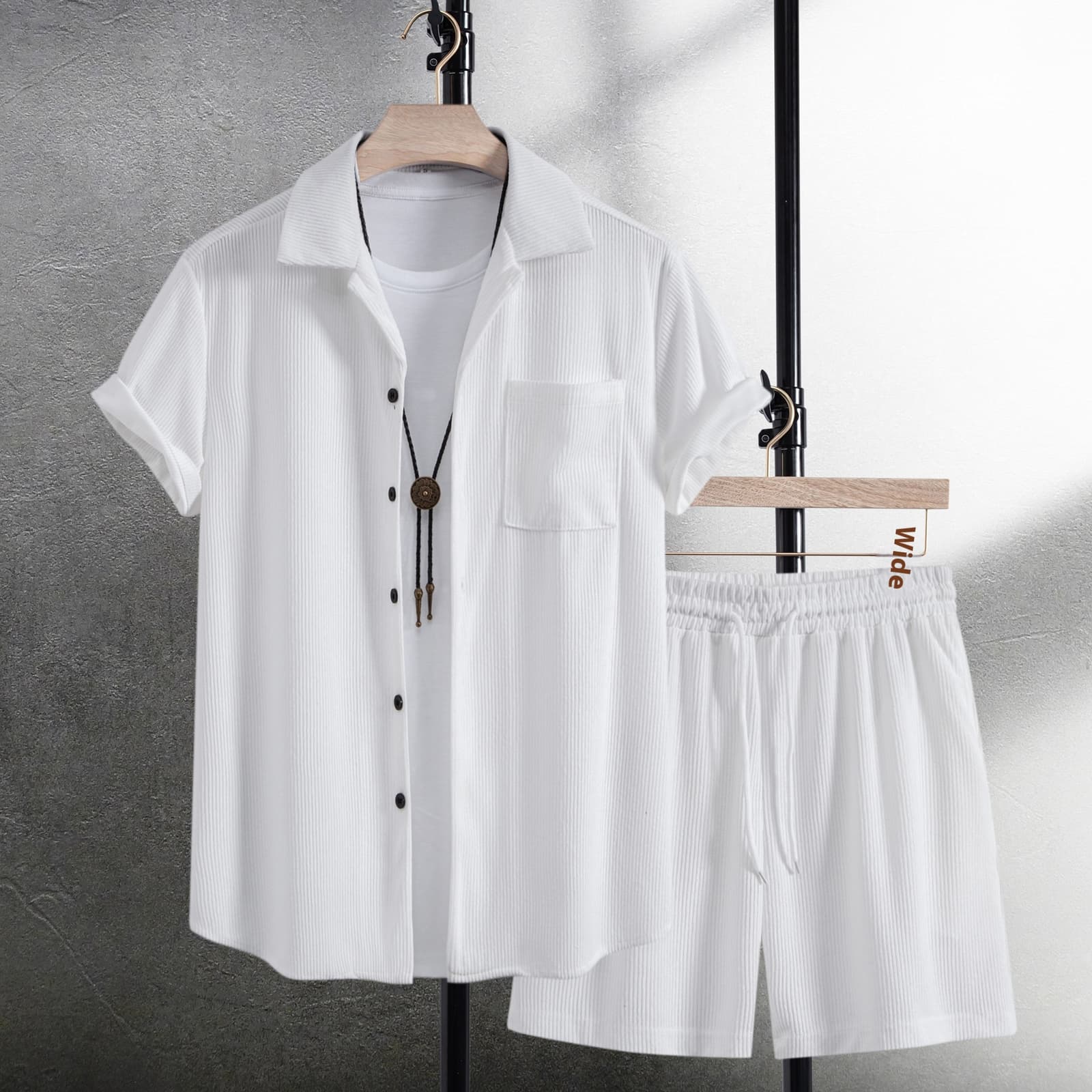 Traje verano hombre camisa casual y pantalones cortos