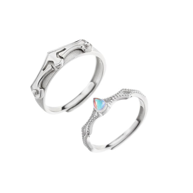 Juego de anillos de pareja: princesa y caballero