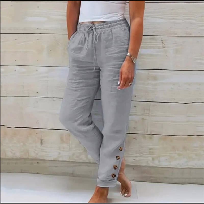 Pantalón recto de algodón para mujer estilo retro