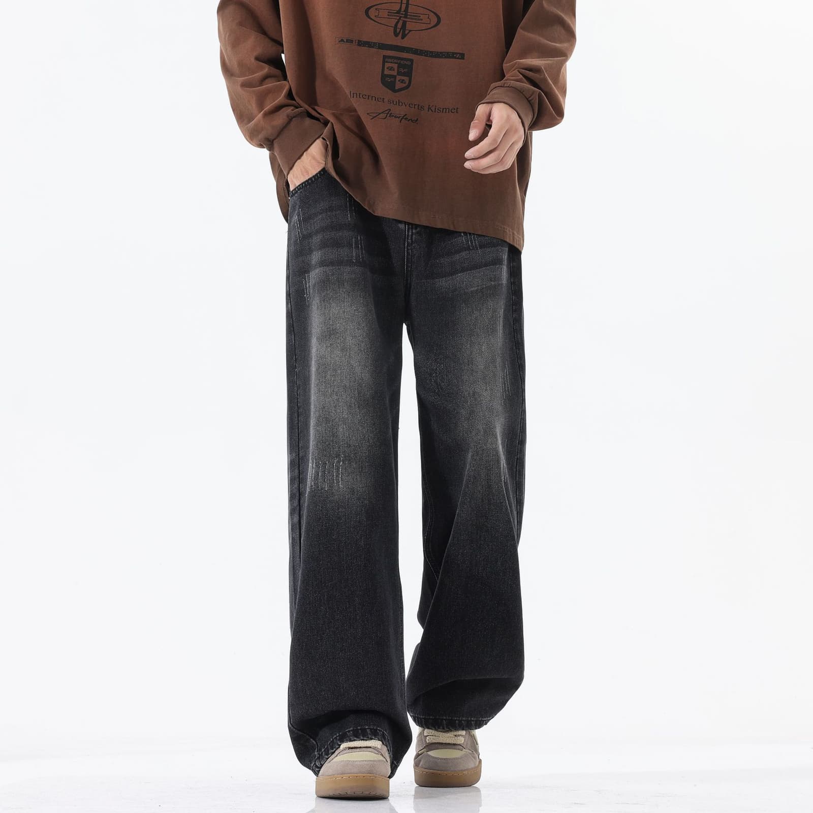 Jeans rectos estilo retro para hombre
