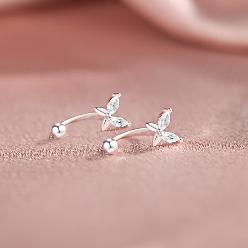 Aretes de plata esterlina S999 con diseño de mariposa