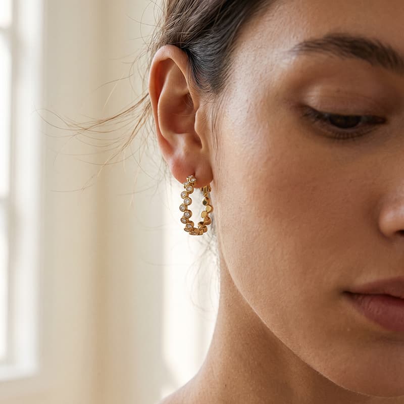 Aretes de corazón acero inoxidable con circones