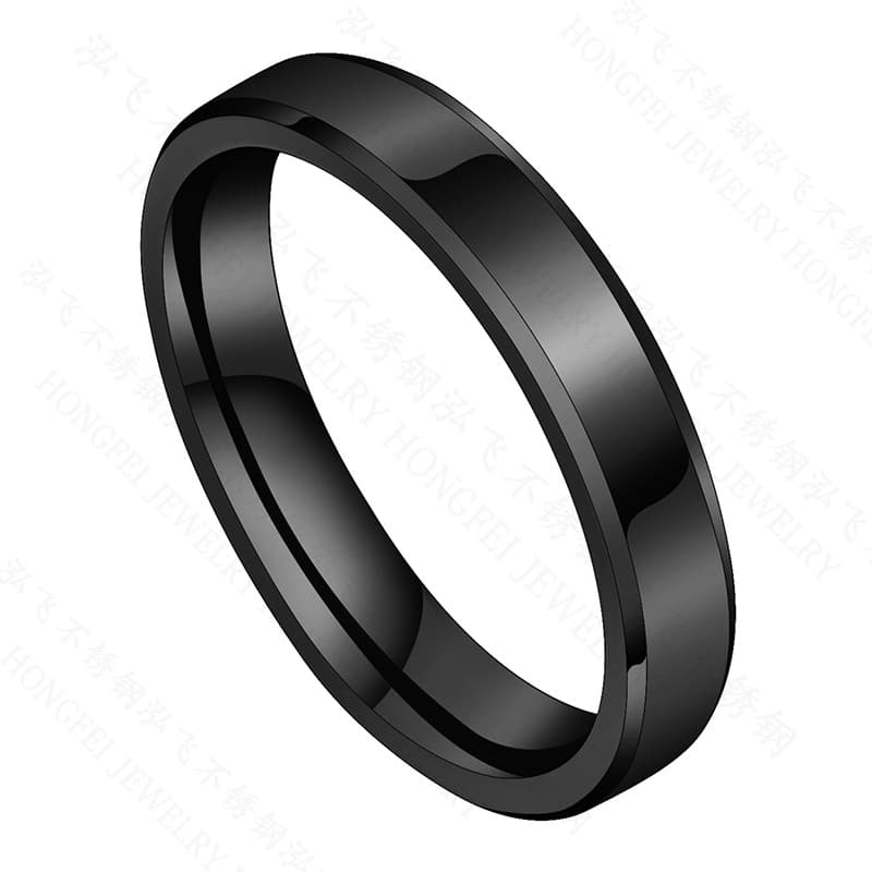 Anillo biselado de acero inoxidable pulido 4 mm unisex