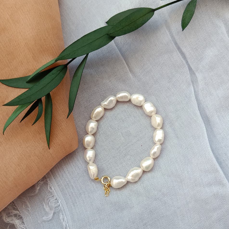 Pulsera de perla barroca de agua dulce natural