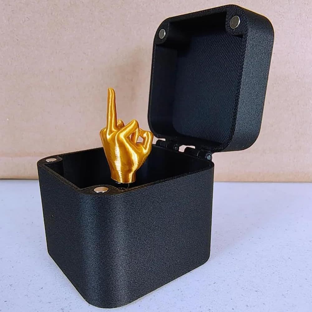 Caja de regalo broma con dedo medio para escritorio