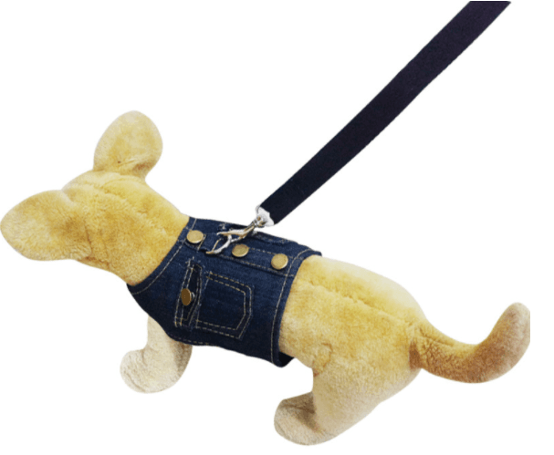 Arnés de pecho para perro en denim con correa