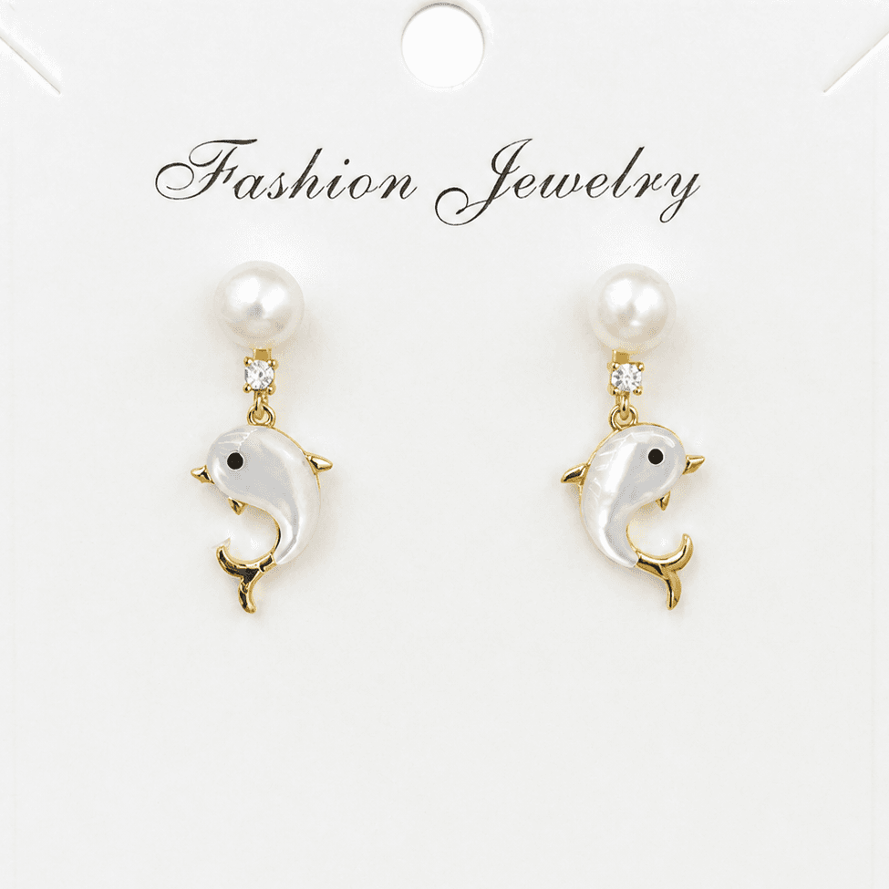 Aretes con delfín de madreperla