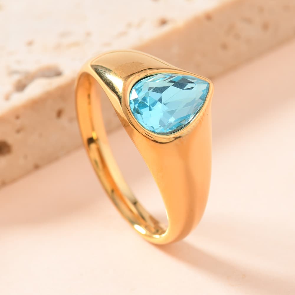 Anillo gota con diamantes de imitación colores variados