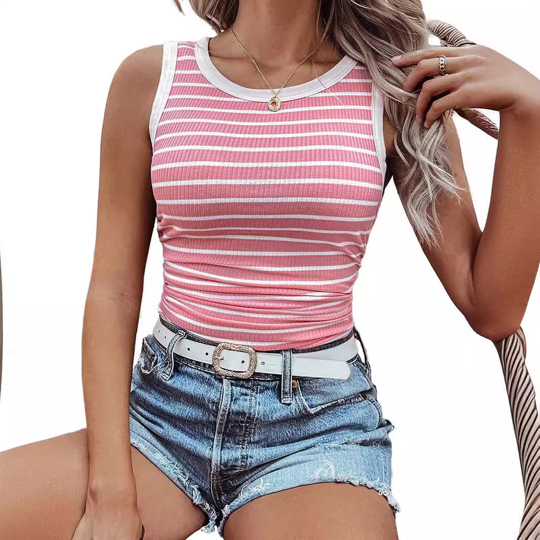 Chaleco con contraste de colores y cuello redondo