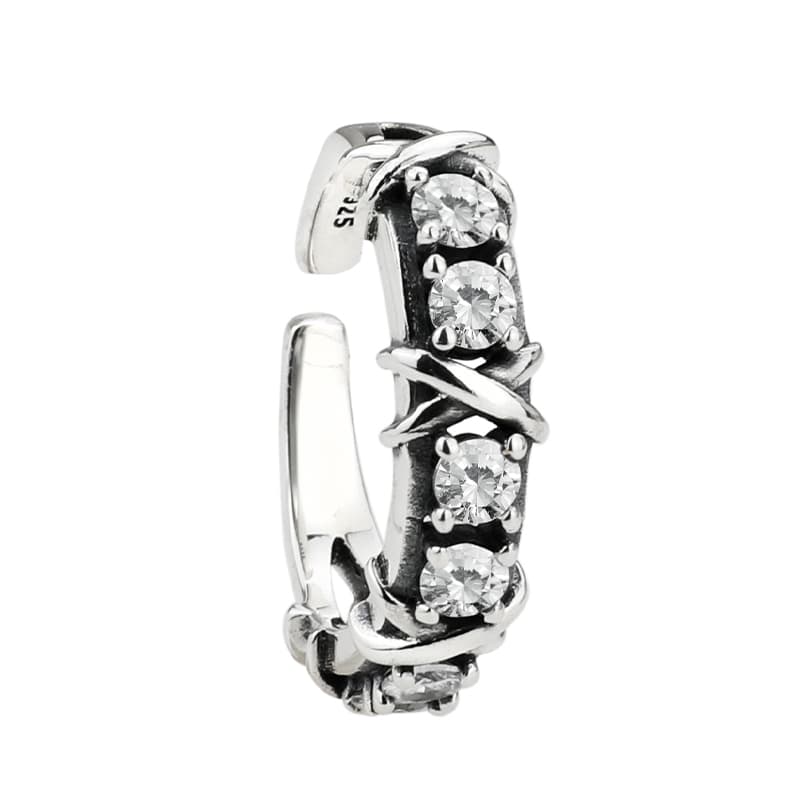 Anillo Hip Hop de plata esterlina S925, estilo retro