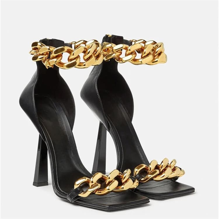 Sandalias para mujer estilo europeo con tacón aguja