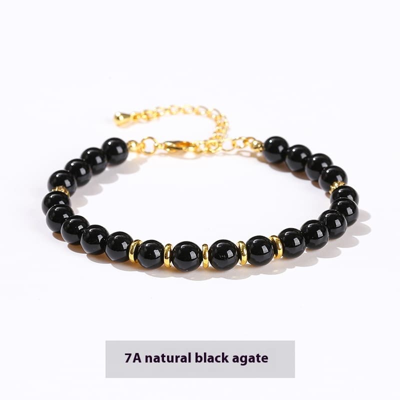 Pulsera piedras naturales cuentas redondas acero
