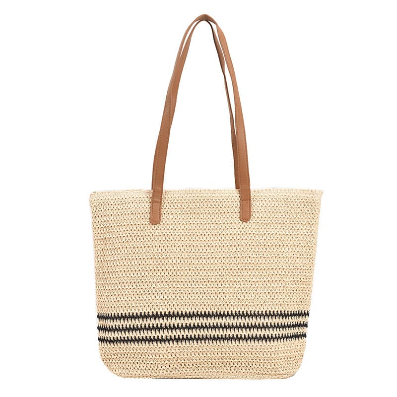Bolsa casual de paja tejida con gran capacidad para verano