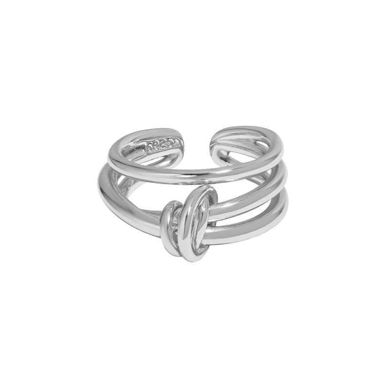 Anillo de plata de ley trenzado multicapa para mujer