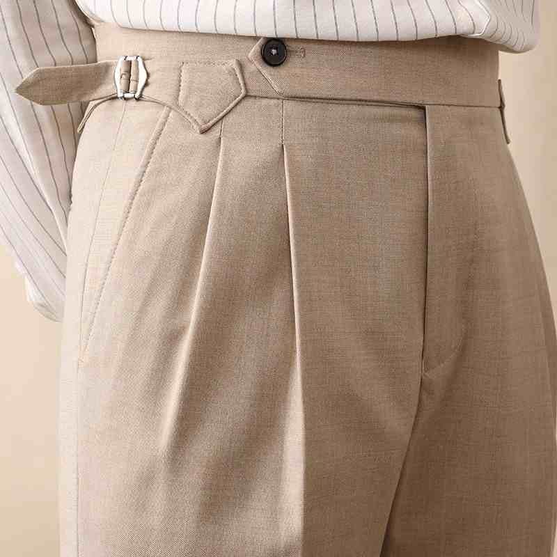 Pantalones rectos de cintura alta para hombre
