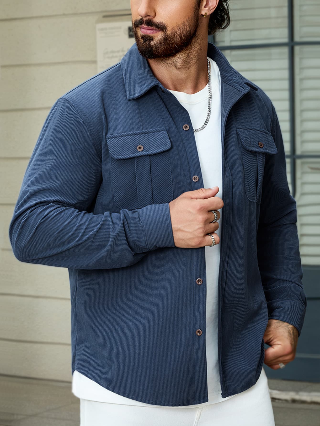 Camisa pana manga larga gruesa retro casual