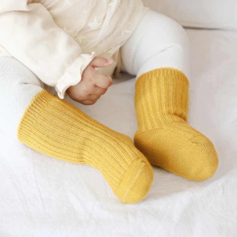 Calcetines gruesos de lana para niños, otoño e invierno