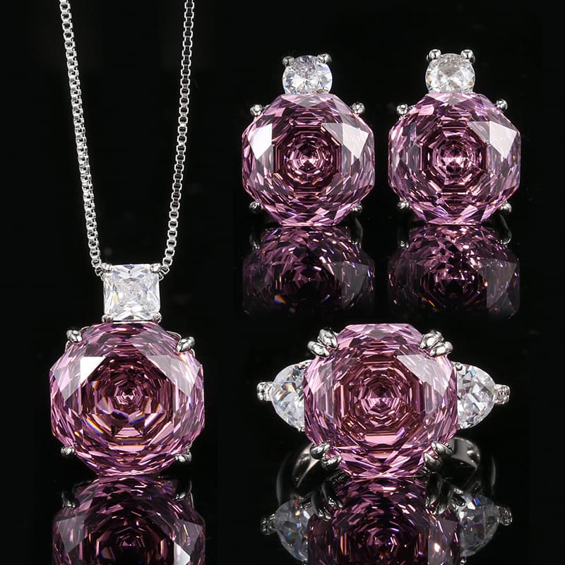 Aretes y collar con rosa desecada simple
