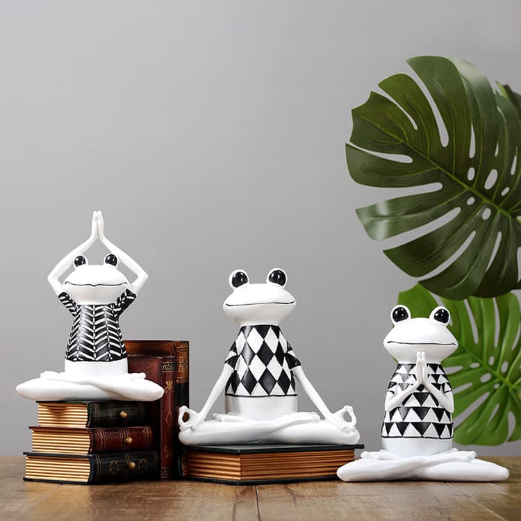 Figura de rana para meditación en resina epoxi
