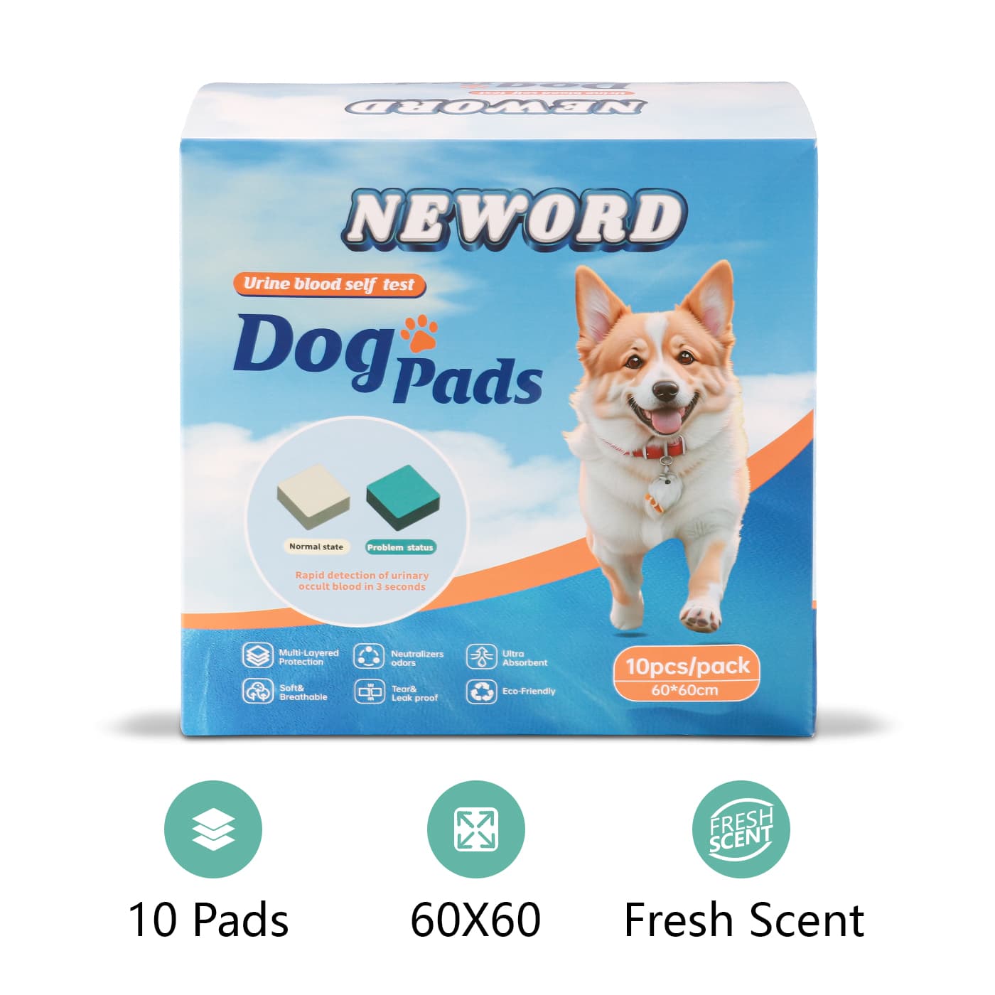 Almohadillas detectoras de orina para perros, 10 piezas