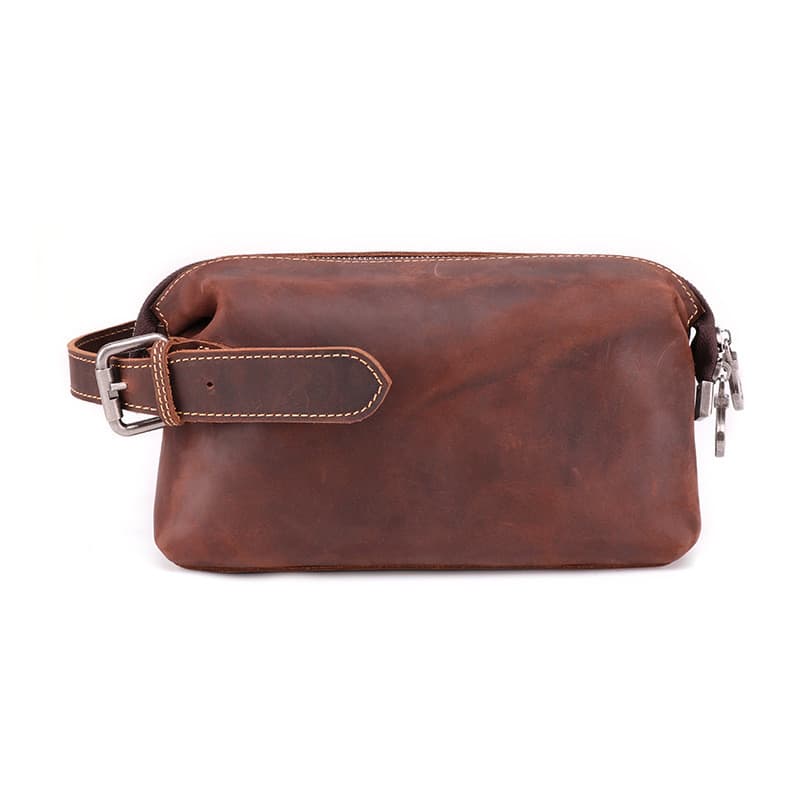 Bolsa de cuero retro multifuncional con compartimentos