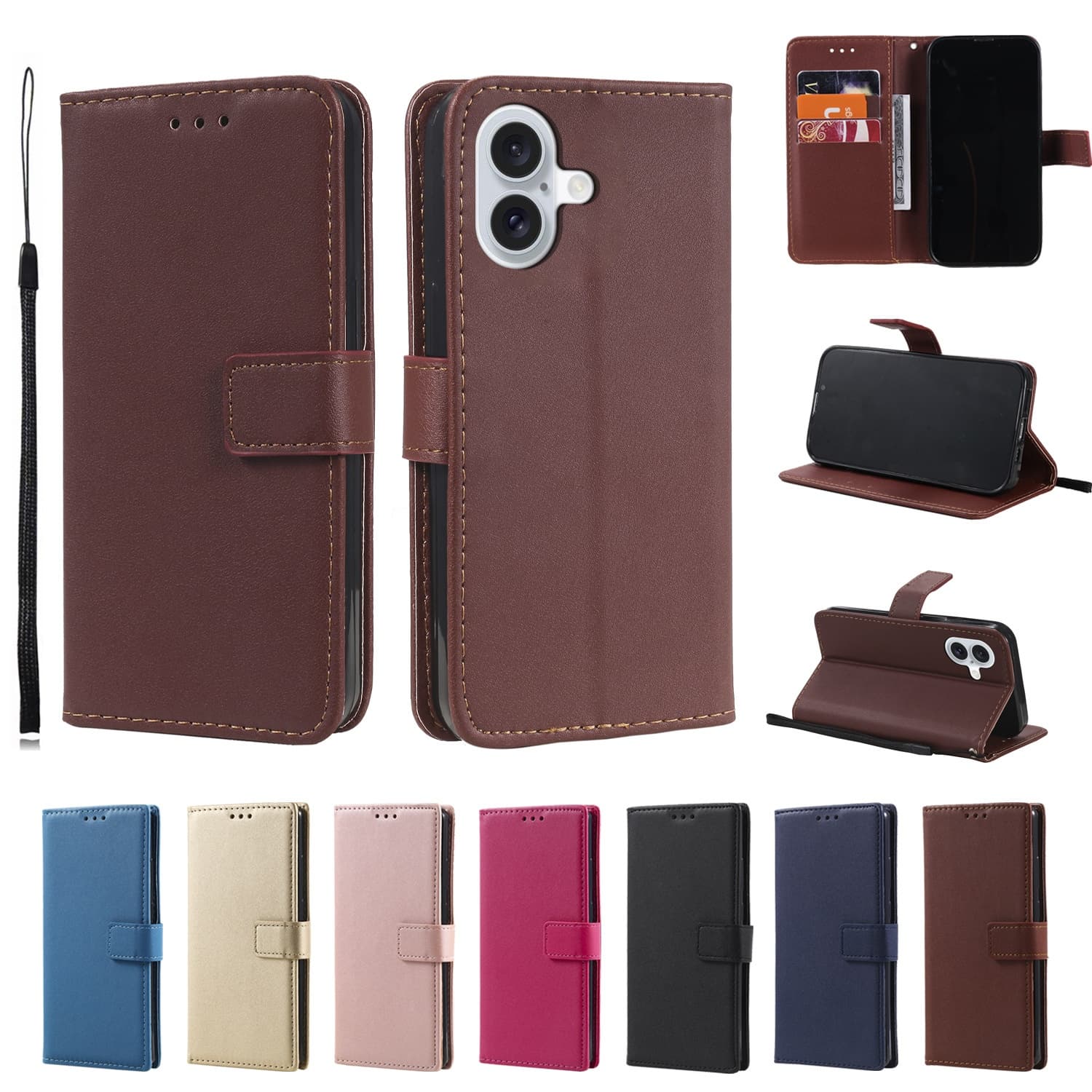 Funda de cuero tipo cartera para iPhone con ranura para tarjetas