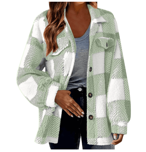 Chaqueta de lana polar con botones, diseño elegante