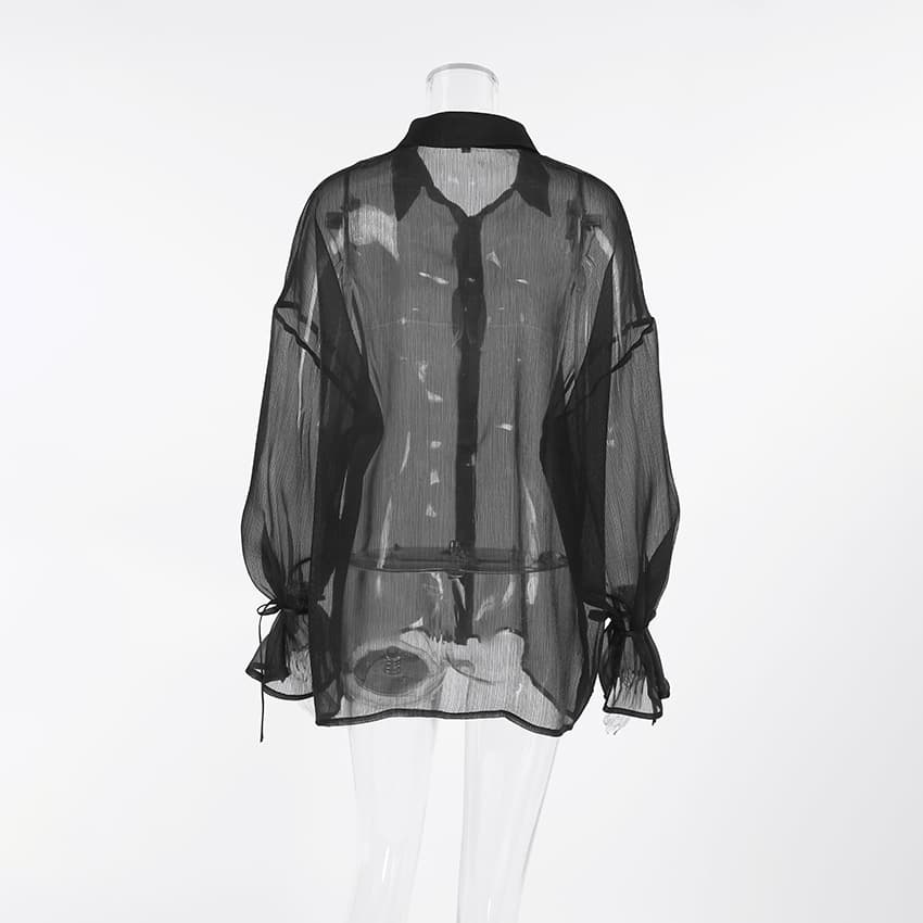 Blusa mujer transparente malla suelta
