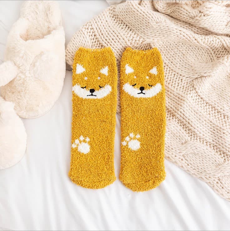 Calcetines cálidos de animal de dibujos animados para mujer