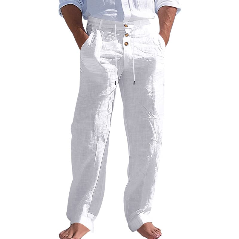 Pantalones de lino para hombre, cómodos y transpirables