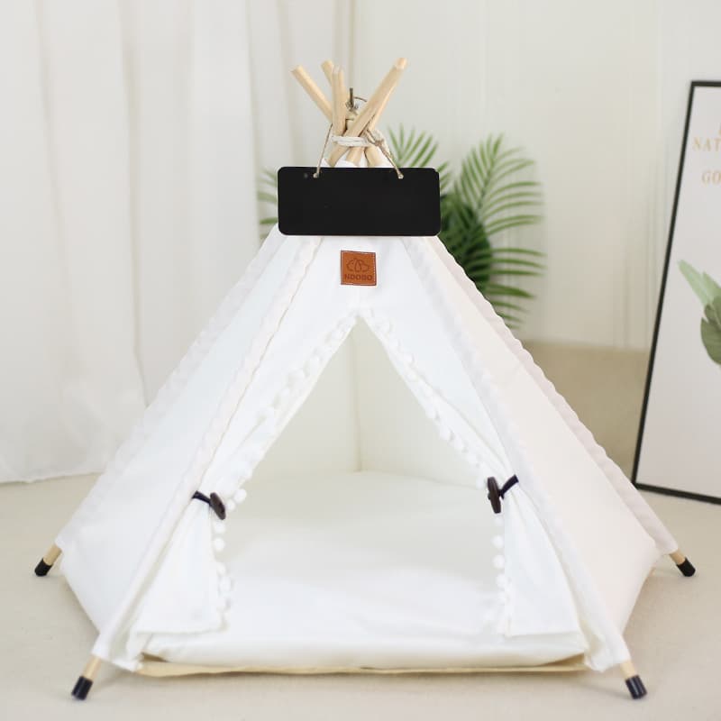 Tienda teepee para mascotas portátil con cojín