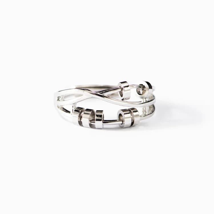 Anillo de plata S925 con capas para aliviar la ansiedad