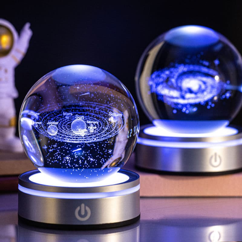 Lámpara nocturna de cristal 3D luminosa con grabado interior