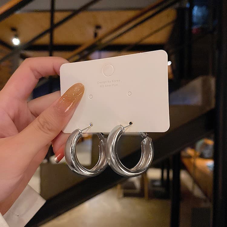 Aretes plata argollas redondas, aguja esterlina viento frío