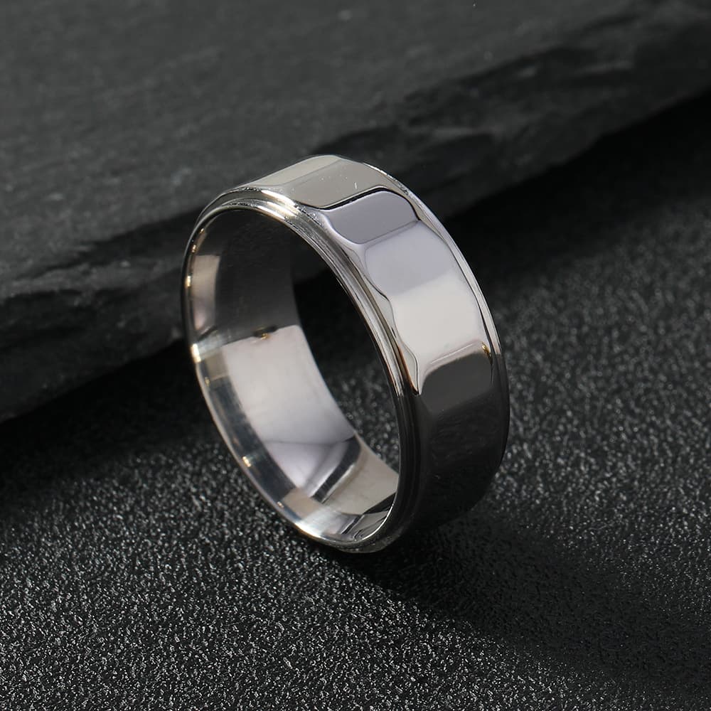 Anillo de acero inoxidable hexagonal pulido 8mm