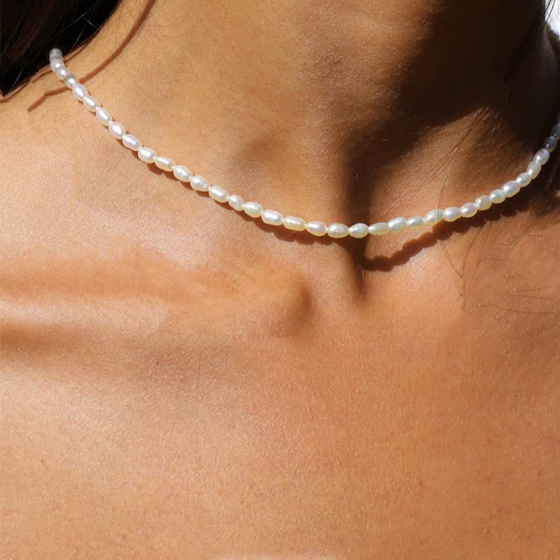Collar simple de perla de agua dulce