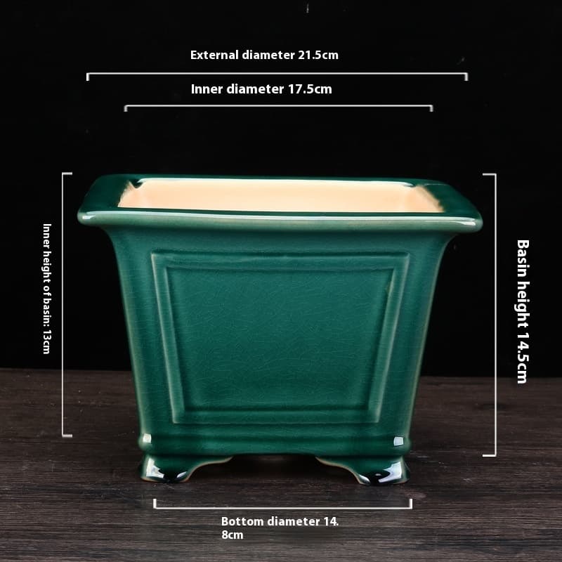 Maceta rectangular de arena púrpura con drenaje automático